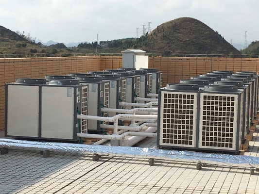 R744 CO2 مصدر الهواء سخان المياه مضخة الحرارة السكنية 90 درجة مع ضاغط دورين